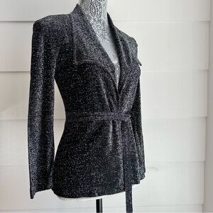 Vintage Black and Silver Lightweight Shirt Jacket Small Glam